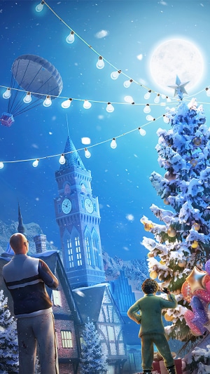 Christmas scene with PUBG characters