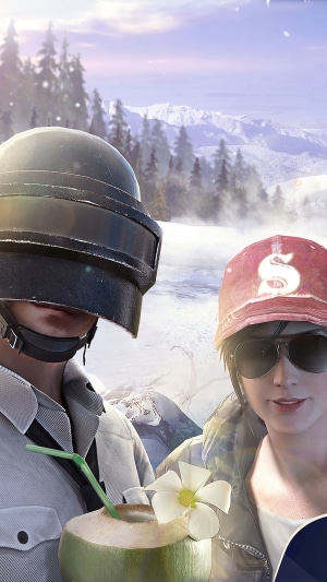 PUBG characters in a snowy mountain landscape
