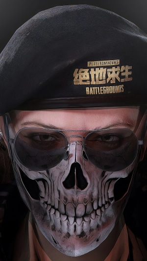 PlayerUnknowns Battlegrounds character with skull mask