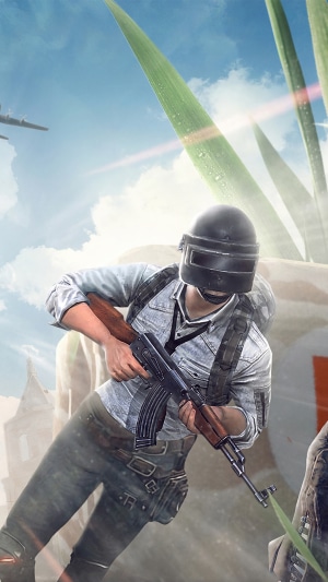 Player in PUBG holding an AKM rifle