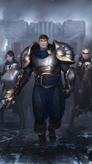 Garen and soldiers from League of Legends in Demacia