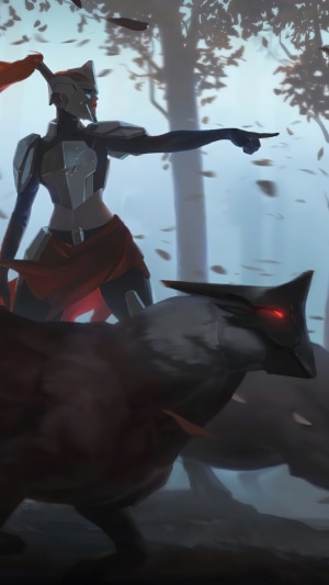 Character from Legends of Runeterra riding a wolf