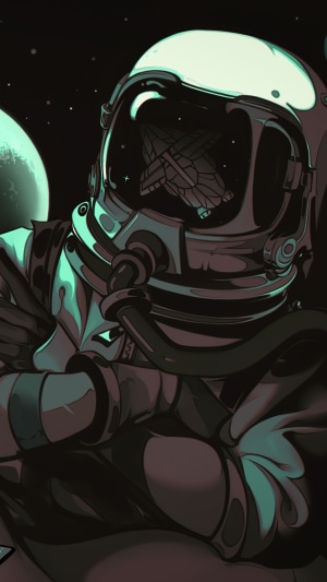 Astronaut from Among Us in space