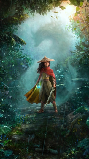 Raya from Raya and the Last Dragon holding a lantern