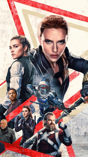 Black Widow Movie Poster with Scarlett Johansson and Florence Pugh