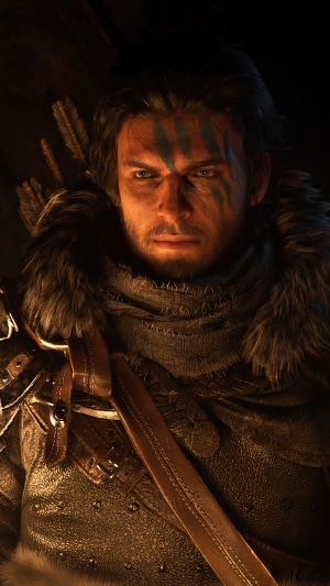 Man with blue face paint from Crimson Desert