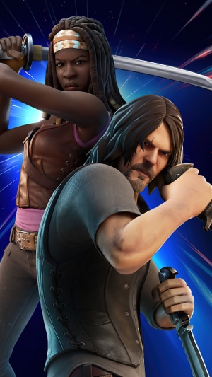 Michonne and Daryl from The Walking Dead in Fortnite