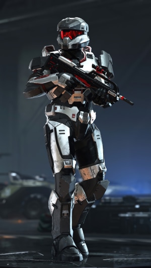 Spartan soldier from Halo Infinite holding a weapon