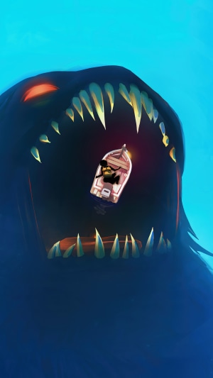 Monster devouring a boat in Sea of Solitude