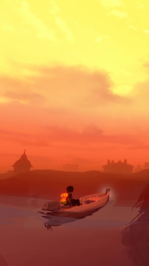 A person in a boat on the water at sunset