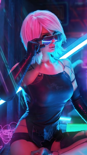 2B from NieR: Automata Cosplay with Neon Lights