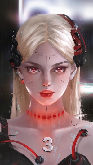 Cyberpunk 2077 Girl with Red Accents