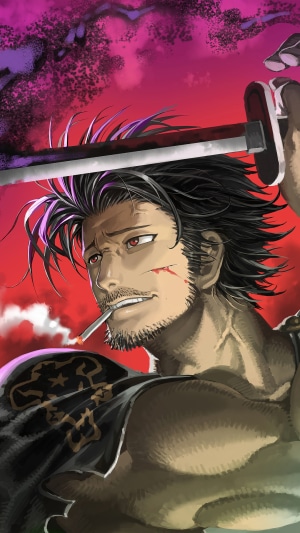 Yami Sukehiro from Black Clover with Katana