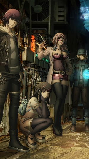 Akudama Drive characters in a city alley