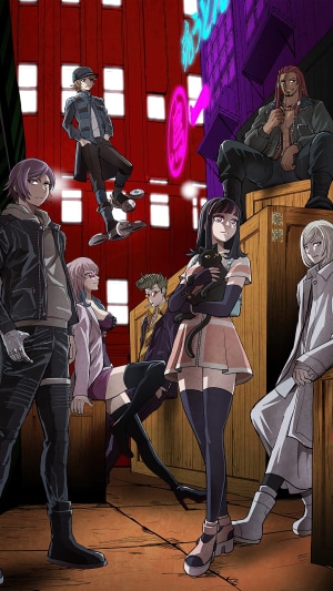 Akudama Drive characters in a neon-lit alley