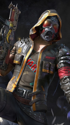 PUBG character with mask and gun