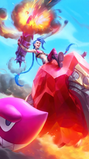 Jinx from League of Legends Wild Rift firing a weapon