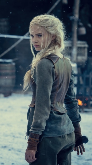 Ciri from The Witcher in a snowy environment