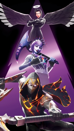 Fortnite characters with angelic and fiery themes
