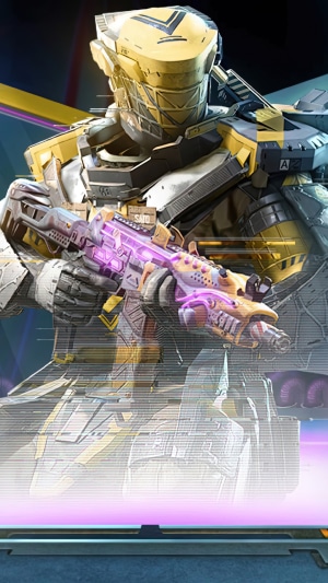 Robot from Call of Duty Mobile holding a futuristic weapon