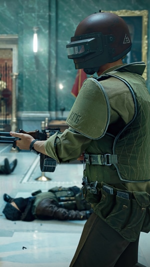 Soldier in helmet with rifle in Call of Duty Black Ops Cold War