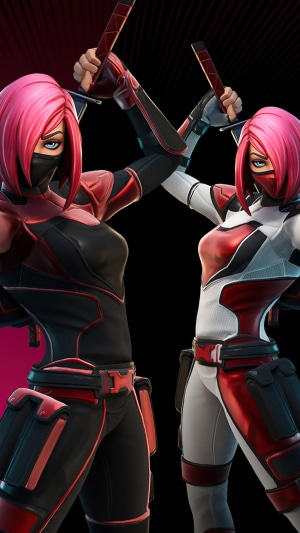 Two female ninjas with pink hair from Fortnite