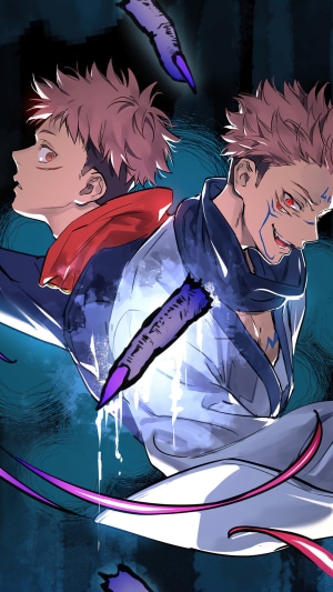 Yuji Itadori and Sukuna from Jujutsu Kaisen