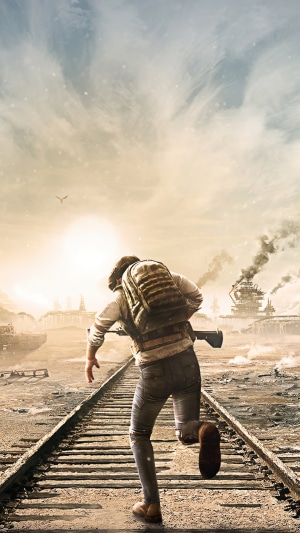 Player running on train tracks in PUBG Mobile
