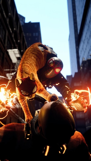 Miles Morales and Spider-Cat from Marvel's Spider-Man: Miles Morales