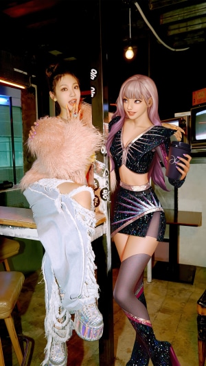 Ningning from Aespa posing with a virtual character