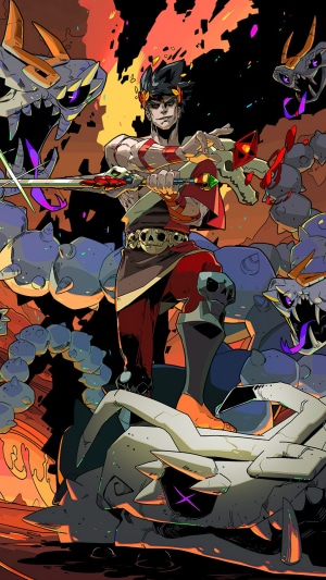 Zagreus from Hades surrounded by enemies