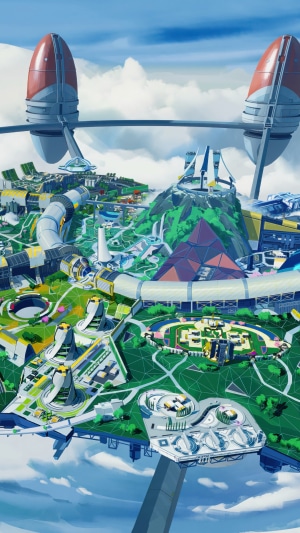 Futuristic city in the clouds