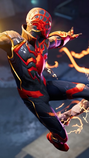 Miles Morales from Marvel's Spider-Man in a futuristic suit