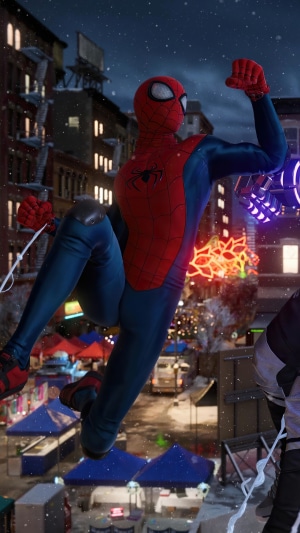 Spider-Man from Marvel's Spider-Man: Miles Morales in a city