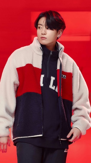 Jungkook from BTS in Fila Fleece Jacket