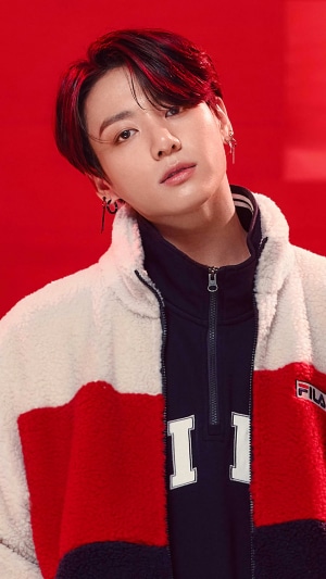 Jungkook from BTS wearing Fila
