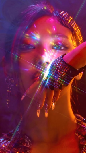 Ningning from Aespa with colorful lights