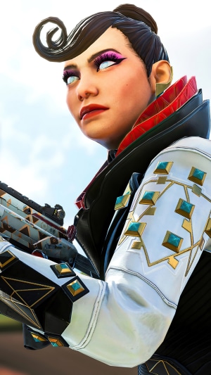 Wraith from Apex Legends holding a weapon