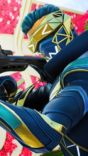 Octane from Apex Legends aiming a rifle