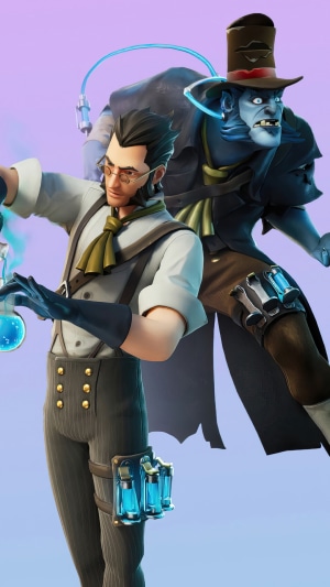 Fortnite characters Dr. Slone and a creature