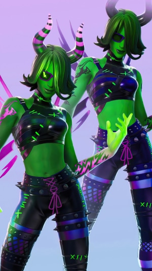 Fortnite characters with green skin and horns