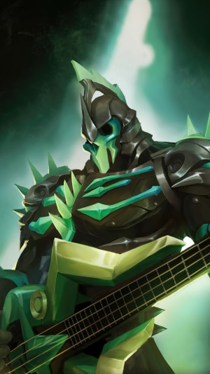 Undead Knight playing a bass guitar