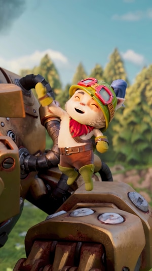 Teemo from League of Legends on Blitzcrank's arm