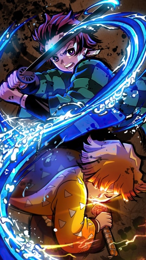 Tanjiro Kamado and Zenitsu Agatsuma from Demon Slayer Kimetsu no Yaiba
