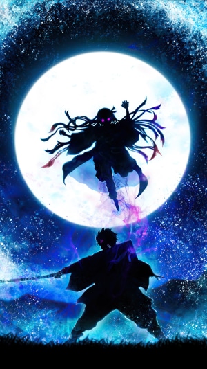 Nezuko and Tanjiro from Demon Slayer Silhouette Art