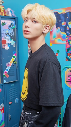 Taehyun from TXT in Blue Hour concept