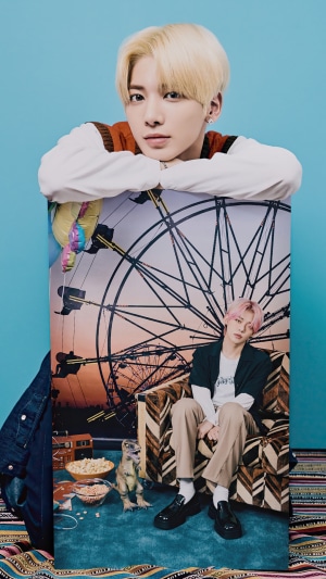 Taehyun and Yeonjun from TXT in a photoshoot