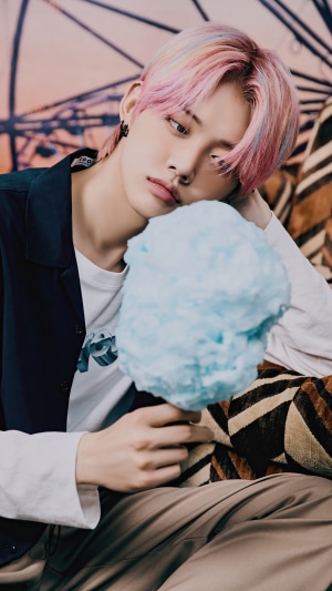 Yeonjun from TXT holding cotton candy