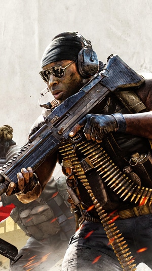 Call of Duty Black Ops Cold War character with machine gun