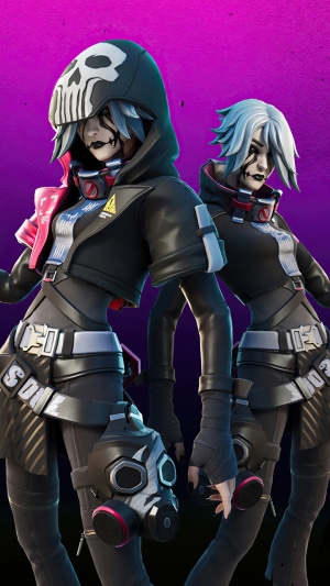 Two characters from Fortnite with skull masks